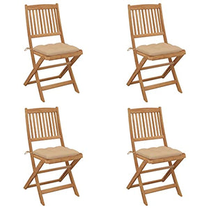 vidaXL Sedie da Giardino Pieghevoli 4pz con Cuscini Massello d'Acacia