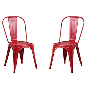 Milani Home s.r.l.s. Set di 2 Sedie in Metallo di Design Moderno Industrial Vintage Colore Rosso Antico Ossidato per Sala da Pranzo Bar Ristorante Soggiorno