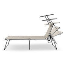 blumfeldt Amalfi - Lettino da Giardino, Sdraio, Rivestimento in Gommapiuma e Cuscino, Parasole, Schienale Regolabile su 5 Posizioni, 70x37x200, Beige