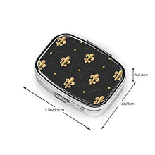 Pillola Box – Personalizzato Fiore Antico Modello Fleurdelys Pill Boxes, Portatile Rettangolare Metallo Argento Pillole Caso Compatto 2 Spazi Pillola Custodie per Viaggio/Tasca/Borsa