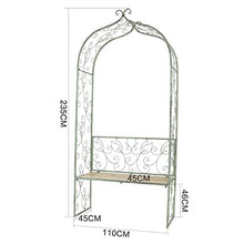YICO Terrazza Arco da Giardino Pergolato con Panca in Acciaio, 235 cm di Altezza X 110 cm di Larghezza, Arco Decorativo per Interni/Esterni per Piante Rampicanti, Verde