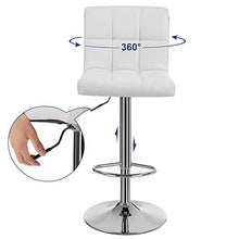 Songmics 2 x Sgabello da Bar/Cucina, finta pelle, Regolabile e Girevole a 360°, Schienale e Poggiapiedi, Struttura in Acciaio Cromato, Peso max: 200 kg, Bianco LJB64W, PU, 38 x 44,5 x (95-115) cm