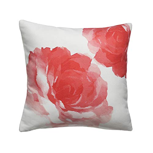 FAB HAB Cuscino Decorativo Grande, 51 cm x 51 cm, Interno o Esterno, Cuscino e Copertura - Watercolor Rose, Red