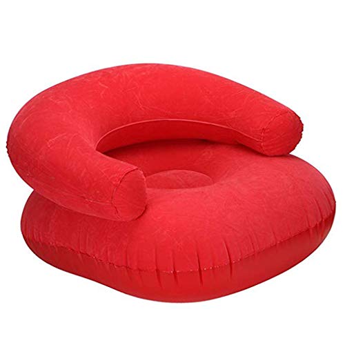 YUEBAOBEI Sedia Gonfiabile del Sacchetto del Fagiolo Deluxe, Divano Gonfiabile Floccante Impermeabile Adatto per Uso Interno Ed Esterno, A Forma di U Ultra Morbida (Pompa Inclusa),Rosso