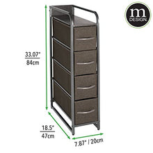mDesign Comodino multiuso con 4 cassetti – Organizer in stoffa, metallo e legno – Cassettiera snella e ideale per camera da letto, corridoio o dispensa – grigio scuro