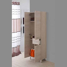 FERIDRAS Mondo Colonna Doppia Portasciugamani, Rovere Chiaro, 33x60x180 cm