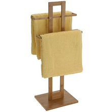 Portasciugamani da Terra Autoportante in Legno Bambu Piantana da Bagno 2 Bracci Dimensione 37 x 25 x 85