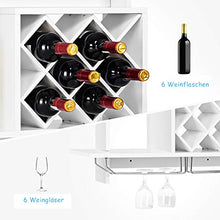 GIANTEX - Portabottiglie da Parete con Porta Bicchieri da Vino in Legno per Casa Bar Ristorante, Bianco