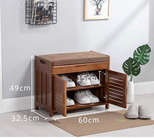 YANG Wooden Shoe Rack Imbottito Change Scarpe Panca Bagagli Petto poggiapiedi Guardaroba Dressing Table Sgabello ottomano Carico Massimo 250kg, 60x32.5x49cm