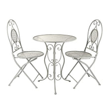 Set da giardino tavolino e 2 sedie pieghevoli in ferro grigio Grigio