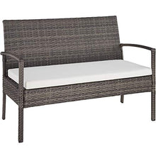 TecTake 403398 Set di Mobili Rattan, Arredamento Giardino, Tavolo Sedie Panca, Esterno Terrazzo Lounge Veranda, Grigio