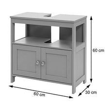 Mendler Arredo bagno mobile sottolavabo HWC-B63 MDF verniciato 30x60x60cm grigio