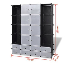 Shengtaieushop armadietto modulare con 18 Scomparti Nero e Bianco Panno Armadio 37 x 146 x 180.5 cm