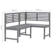 SKM Set da Bistrot 2 pz in Legno Massello di Acacia Grigio