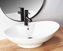 VBChome Lavabo in ceramica, 60 x 40 x 17 cm, design ovale, lavabo, per bagno, lavandino d'aspirazione, per ospiti, WC