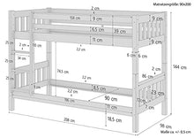 Erst-Holz Letto Castello Bianco 90x200 per Bambini divisibile con doghe rigide e cassettone 60.10-09 W S1