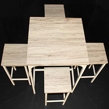 yelloo MOD. Rimini Set Tavolo Bar Quadrato e 4 Sgabelli Beige H.110 cm Cucina Sedie Mobili