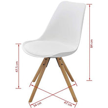 Sedie da pranzo 6 pezzi in ecopelle bianca con gambe in legno, per soggiorno, camera da letto, cucina