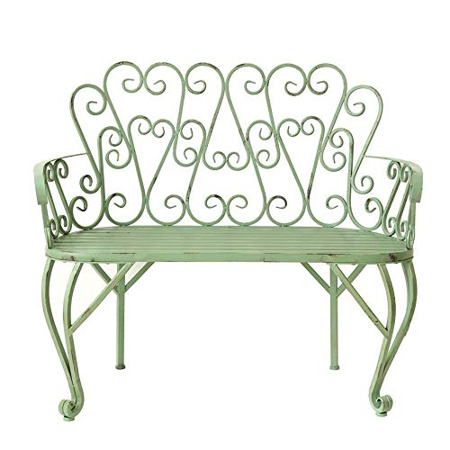 LXLH Panchina da Giardino Panchina da Giardino retrò in Ferro battuto, Poltrona da Giardino in Metallo per terrazza con Balcone, Panca Decorativa da Esterno con Schienale e braccioli, Adatta per