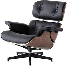 WZH Sedia in Pelle Nera Replica Lounge Chair con ottomana Chaise Lounge in Legno di Noce Poltrona Classica in Vera Pelle