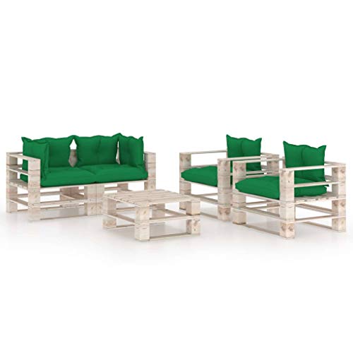SKM Set Divani da Giardino Pallet 5 pz con Cuscini in Legno di Pino (126.16kg)