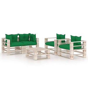 SKM Set Divani da Giardino Pallet 5 pz con Cuscini in Legno di Pino (126.16kg)