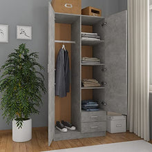 vidaXL Armadio Compatto Elegante Robusto con Cassetti e Asta Arredo Guardaroba Appendiabiti Organizer Casa Grigio Cemento 80x52x180 cm in Truciolato