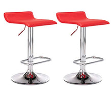 CLP Set 2 Sgabelli Bar Dyn In Similpelle I Coppia Sedie Da Cucina Bancone Con Poggiapiedi, Colore:rosso