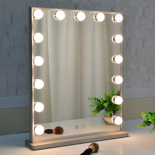 BEAUTME Hollywood Specchio da toeletta con luci, specchio dimmerabile da tavolo / da parete per trucco cosmetico illuminato