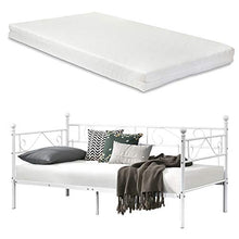[en.casa] Divano Letto Metallo con Materasso 200 x 100 cm Sofa Singolo Design Incluso Rete a Doghe Bianco