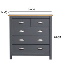 VS Venta-stock Cassettiera Jade Antracite con 5 cassetti, Realizzato in Pino Massiccio