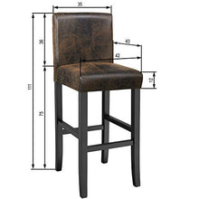 TecTake 800766 Set 4X Sgabelli da Bar, Pelle Sintetica, Legno Duro Massello, Arredamento Ergonomica, Casa Cucina Sala da Pranzo Arredo - Disponibile in Diversi Colori (Marrone Anticato | No. 403585)