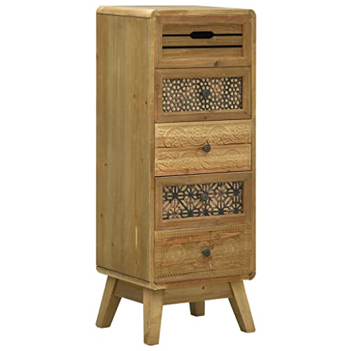 vidaXL Legno Massello Credenza con 5 Cassetti Modernista Elegante Robusta Decorativa Arredo CAsa Armadietto Cassettiera Marrone Gambe Pino