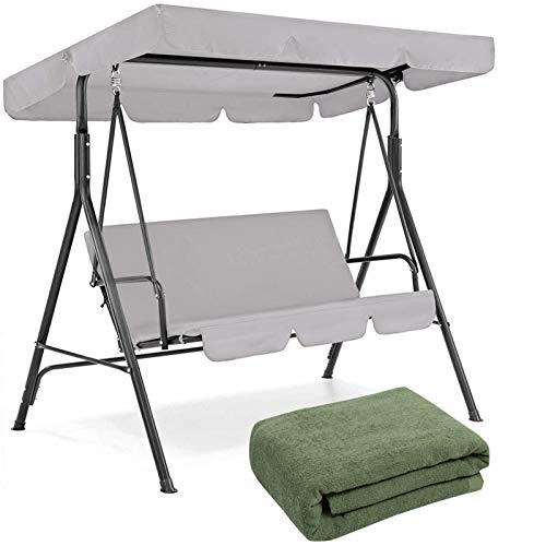 WeiX Dondolo,Dondolo da Giardino,sedie da Giardino Set Copertura Altalena per Patio Sedile per baldacchino Altalena Resistente ai Raggi UV Impermeabile, per Giardino Panchina Esterna Patio + Coperta