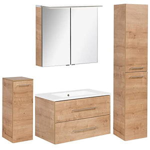 Facchellmann - Set di mobili da bagno B.Perfect, 4 pezzi, con mobiletto sottolavello, lavabo in ceramica, 80 cm e armadietto a LED