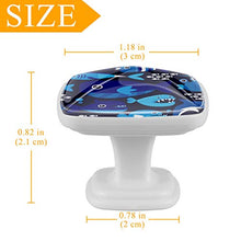 Set di 4 maniglie rotonde per armadio da cucina, credenza, cassettiera, cassettiera, con viti, per cucina, comò, armadietto, bagno, armadio con motivo a squali marini, blu