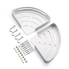 Ibergrif M34033 - Mensola Doccia con 2 Ganci, Angolo Organizer per il Bagno, Cestello Portaoggetti, 3M Senza Trapani, Spazio in Alluminio, 2 Confezioni
