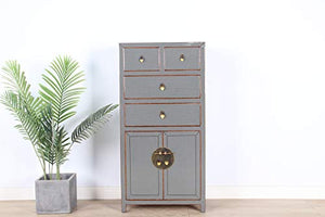 Yajutang - Cassettiera cinese con 4 cassetti, 2 ante, colore: grigio