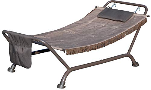SF SAVINO FILIPPO Lettino Amaca con Cuscino Supporto Base in Acciaio antiruggine Tela in PVC Marrone Resistente Portata 120 kg da Giardino Piscina Campeggio Mare Prendisole