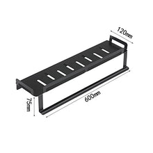 Dongyd Barra di Alluminio per mensola Bagno in Alluminio - 120mm * 600mm * 75mm - Mensola per scaffali da Parete con Doppio rettangolo Nero