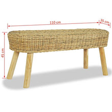 Festnight Panca/Panchina Ovale in Rattan Naturale e Legno Massello di Teak 110x35x45 cm/160x35x45 cm da Ingresso/Corridoio/Salotto/Soggiorno/Camera/Giardino/Patio/Balcone