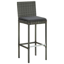 vidaXL Set Bar da Giardino 3 pz con Cuscini in Polyrattan Grigio