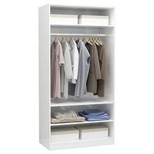 Cikonielf Armadio Aperto Camera da Letto con 3 Piccoli Scomparti 1 Ampio Scomparto con Asta per Appendere i Vestiti 100 x 50 x 200 cm Bianco lucido