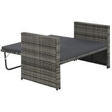 Tidyard Set Divano da Giardino in PE Rattan Regolabile, Divano Letto da Giardino Esterno e Poggiapiedi con Cuscini, 123 x 117 x 66, Grigio