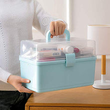 Medicine Box Grande 3 Livelli Caso Multifunzionale Caso di Medicina Portatile Casella Blu
