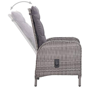 SKM Set da Bistrot da Giardino 3 pz in Polyrattan e Vetro Grigio (31.9kg)