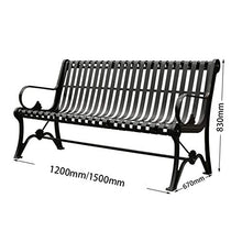Panca da giardino con terrazza Mobili da giardino sedia veranda, Con schienale e braccioli Panchina in alluminio pressofuso, Resto posti a sedere per 2-3 persone, La capacità carico 1100 libbre