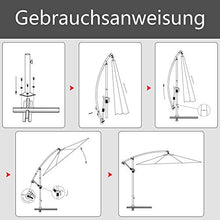 HENGMEI Ombrellone da Giardino Parasole Ø 300cm Alluminio Poliestere Parasole con Base a Croce Protezione UV Impermeabile, Grigio