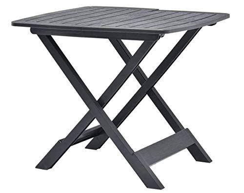 Tomaino Tavolo da Giardino Pieghevole in plastica Effetto Legno 79x72x70 (Antracite)