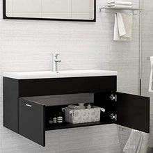 Festnight Mobile Sottolavabo, Mobile Sottolavabo per Bagno, Mobile Bagno Sottolavabo Sospeso, Mobile Bagno con Ante, in Truciolato 100x38,5x46 cm Nero